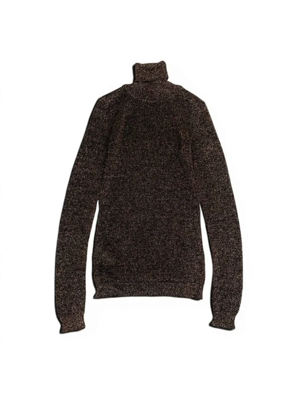 Miu Miu Ef5 Turtleneck Glitter Knit Sweater Black Gold